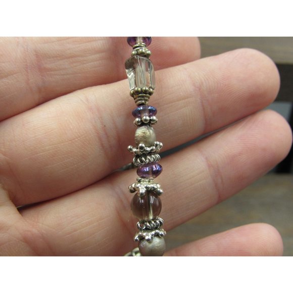 7" Sterling Silver Smoky Quartz And Rough Pearl Bracelet Vintage Elegant - Picture 2 of 6